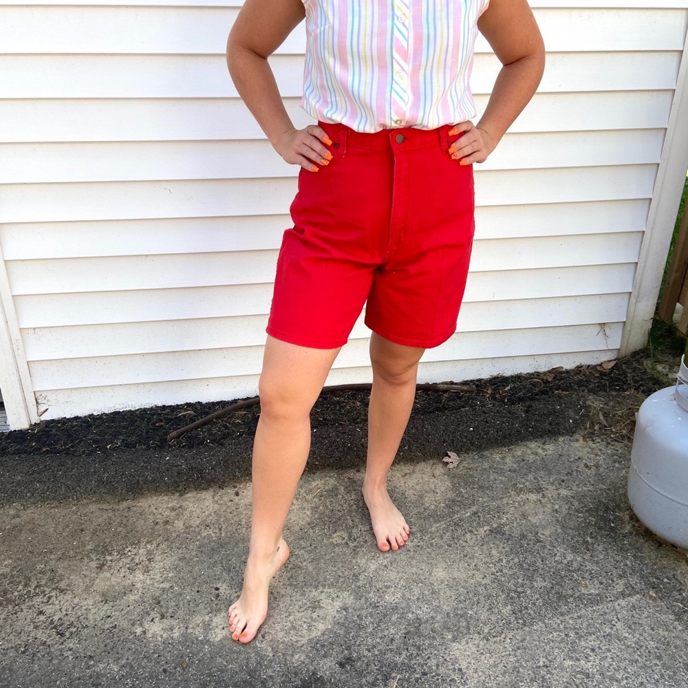 Vintage Red High Waist Shorts
